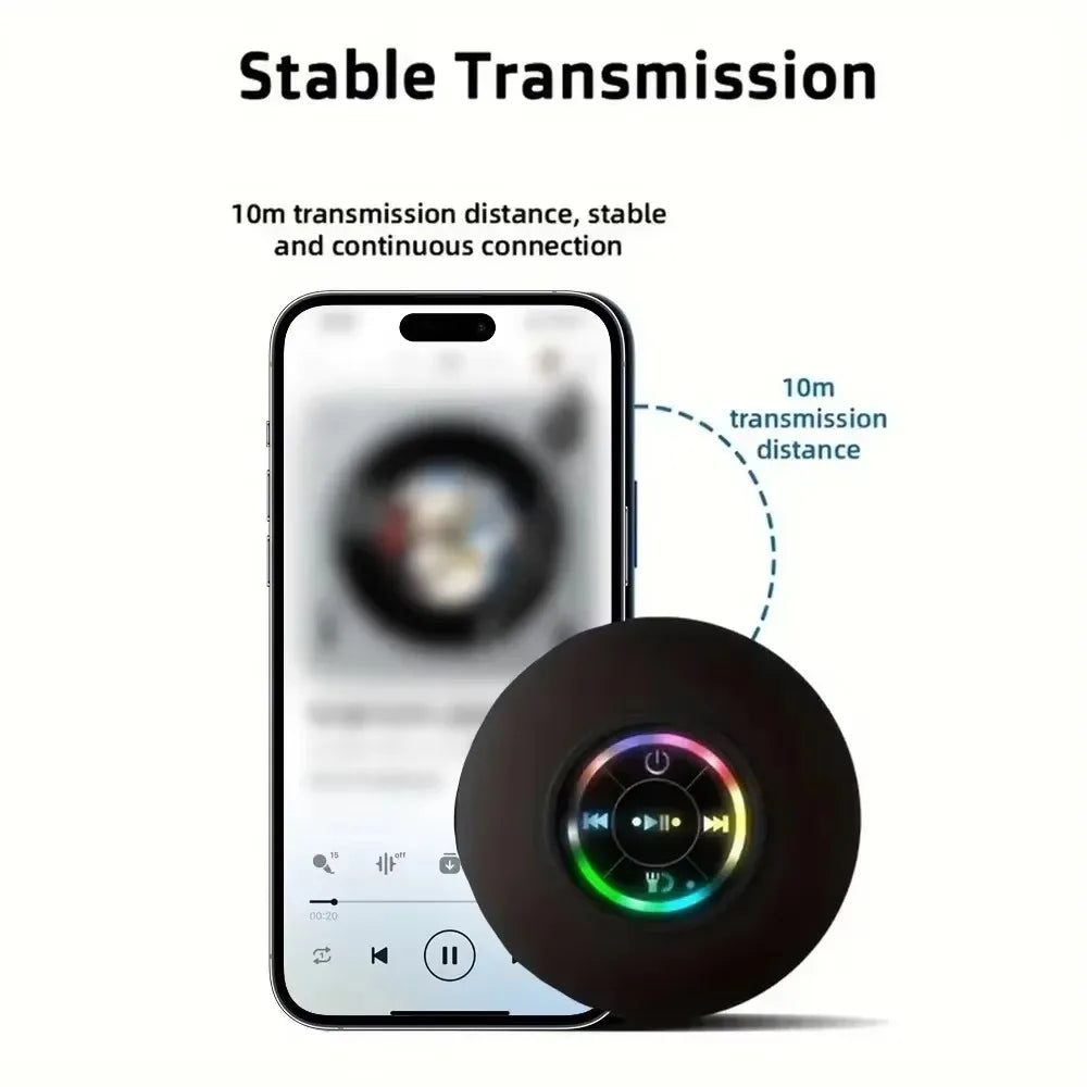 2025 Waterproof Wireless LED Bluetooth Speaker with Large Suction Cup - Portable Mini Stereo for Outdoor Sports