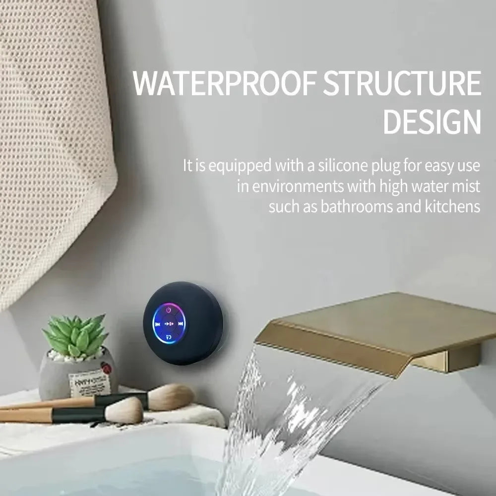 2025 Waterproof Wireless LED Bluetooth Speaker with Large Suction Cup - Portable Mini Stereo for Outdoor Sports