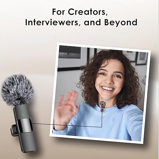 Elequix™  Wireless Lavalier Microphones with Noise Cancellation for Seamless Recording on iPhone, iPad, Android, and PC- 2 Pack